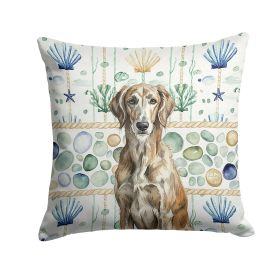 Brindle Scottish Deerhound Coastal Sea Glass Throw Pillow Decorative Indoor Outdoor Accent Cushion for Couch, Bed or Patio, 14Hx14W