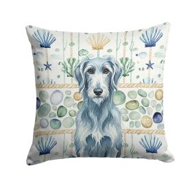 Blue-Gray Scottish Deerhound Coastal Sea Glass Throw Pillow Decorative Indoor Outdoor Accent Cushion for Couch, Bed or Patio, 18Hx18W