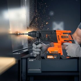 20V SDS-Plus Brushless Cordless Rotary Hammer Drill Kit 1.1 In 1200RPM 4Function (Option: Multicolor)