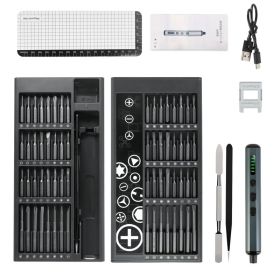 1Set 70 In 1 3.7V Mini Electric Screwdriver Kit Rechargeable Magnetic Repair Tool Kit With 5 Torque Settings 64 S2 Precision Bits 4 LED Lights Fo (Option: 1Set)